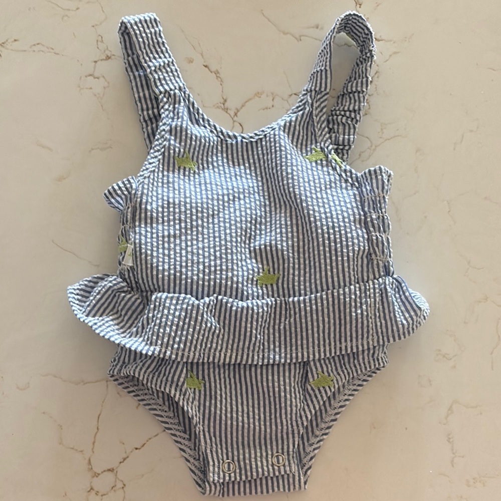 Striped Blue and White Kids Swimwear